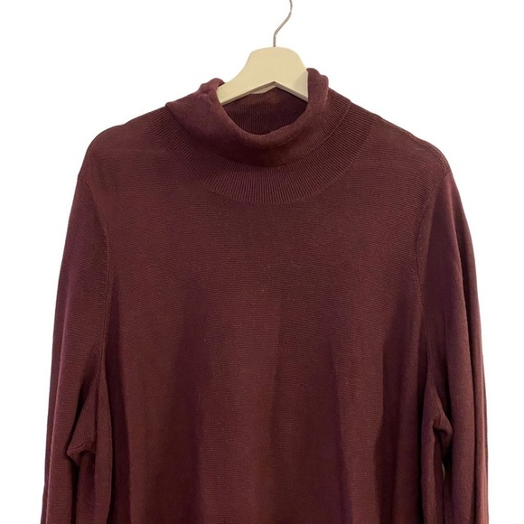 Eileen Fisher Turtleneck Maroon Tencel Silk Blend Sweater Tunic Women’s Size 2X - Picture 2 of 9